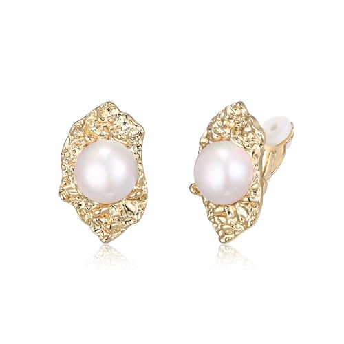 FANZE 2 Pairs Matte Gold Sliver Clip on Earrings for Women No Piercing | No Piercing Button Earring Comfortable Fashion Jewelry Gift - color: Set-13