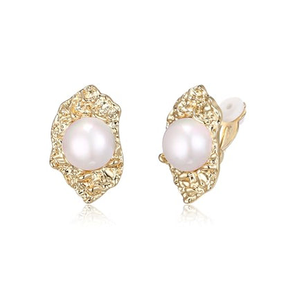 FANZE 2 Pairs Matte Gold Sliver Clip on Earrings for Women No Piercing | No Piercing Button Earring Comfortable Fashion Jewelry Gift - color: Set-13