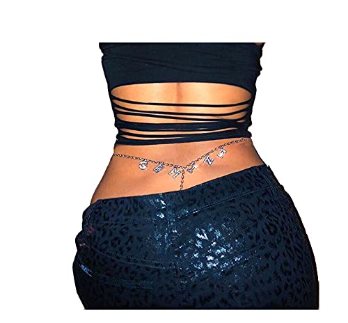 Women Sexy Rhinestone Waist Body Chain Crytal Sexy Letter Pendant Belly Waist Chain T-string Thong Body Jewelry - color: Gemini Letter