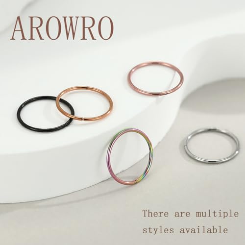 AROWRO Nose Rings Hoops 5 Pcs Septum Rings 20G 18G 16G 14G 12G Conch Piercing Jewelry 316L Surgical Steel Hinged Segment Nose Hoops Helix Daith Rook Tragus Cartilage Piercing Jewelry