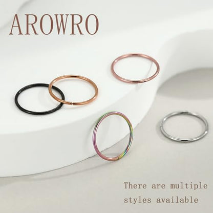 AROWRO Nose Rings Hoops 5 Pcs Septum Rings 20G 18G 16G 14G 12G Conch Piercing Jewelry 316L Surgical Steel Hinged Segment Nose Hoops Helix Daith Rook Tragus Cartilage Piercing Jewelry