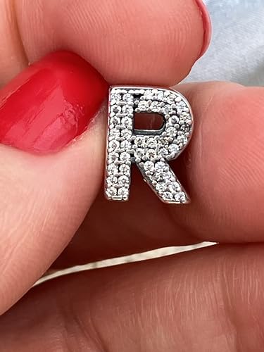 A-Z Alphabet Letter Name Initial Tag Personalized Monogram Surname Birthday Bead Pendant 925 Sterling Silver Dangle Compatible With Pandora Moments Charm Bracelet - style: R Letter Initial Name Alphabet