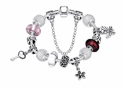 Alloy Dangle Spacer Beads Bails Connector with Multistyle Pendant Charm Dangler for DIY Bracelet Necklace Jewelry Making Accessaries(40pcs,Tibetan Silver Tone) - color: Tibetan Silver Tone
