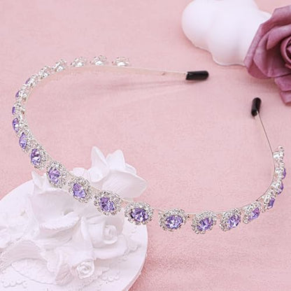 Bridal Headpiece Wedding Headband with Crystal and Hair Accessories (Purple, 5.5'') - color: Purple