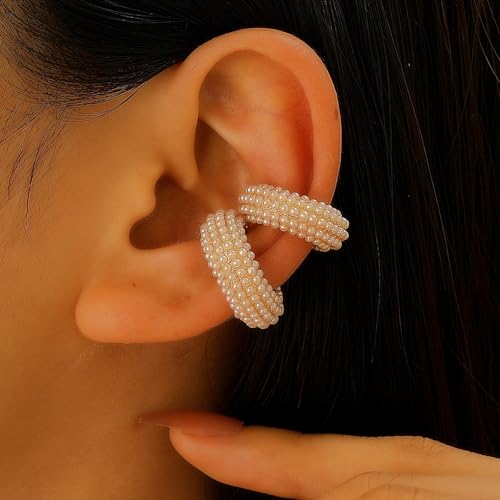 Ear Cuffs Non Piercing for Women Dainty Pearl Ear cuff Earring Stack Earrings Set Lightweight Jewelry Trendy Gifts