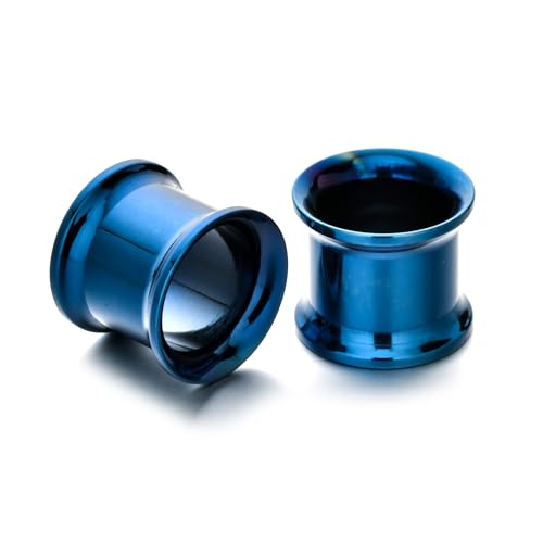 B BodyPJ Sparkles 6Pairs-Mix Color Surgical Steel Piercing Hollow Tunnel Ear Plugs Expander Gauges - size: 6mm