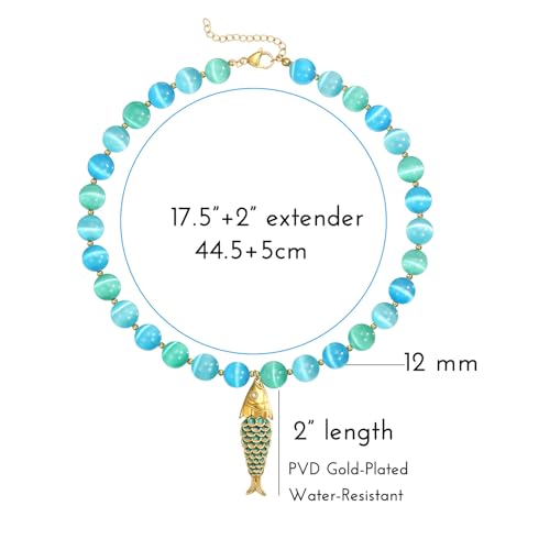 Fish Necklace for Women Sardine Pendant Necklace Summer Fishing Choker Necklace Boho Beach Jewelry - color: KKWX602