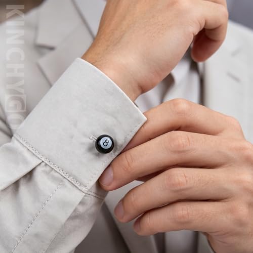 2 Pack Black 8 Ball Cufflinks Billiard Ball Cufflink Shirt Accessories for Men