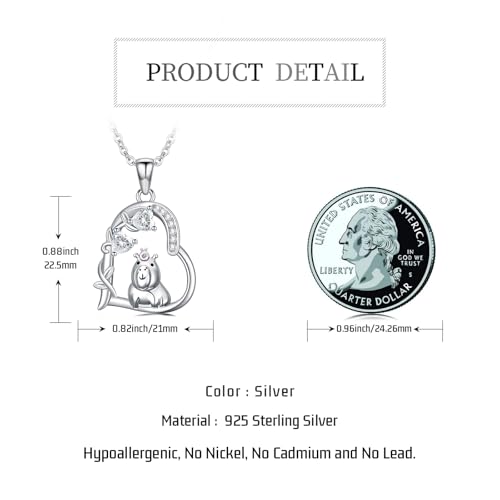 Heart Animal Necklace 925 Sterling Silver Cute Animal Pendant Jewelry Birthday Gifts for Women Girlfriend Mom Animal Lovers - style: Capybara