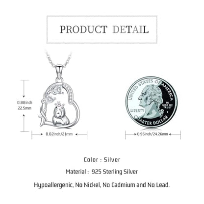 Heart Animal Necklace 925 Sterling Silver Cute Animal Pendant Jewelry Birthday Gifts for Women Girlfriend Mom Animal Lovers - style: Capybara