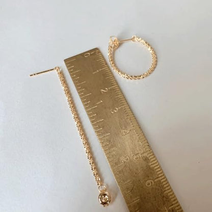 Tassel Earrings for Women Gold Plated Silver Chain Earrings Dainty Minimalist Dangle Drop Studs - color: I-Gold with One Sparkly Chain