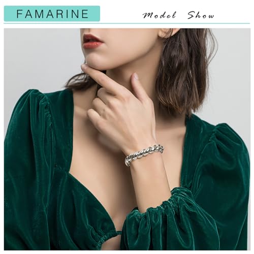 FAMARINE Gold Silver Chunky Bangle Bracelet for Women Men - style: Style B silver