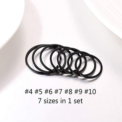 PROSTEEL Stainless Steel Rings Set, Women's Plain Band Knuckle Stacking Midi Rings Comfort Fit, Silver/Gold/Rose Gold/Black Tone, Multi Size #4-#12 - color: G 7 pcs-silver