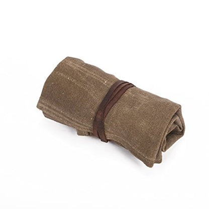 Waxed Canvas Watch Roll Handmade Waterproof Multi-Purpose Travel Case Watch Roll-up Organizer Holds 6 Wristwatches Best Gift for Him Her Boyfriend Girlfriend Mom Dad Wife & Husband HGJ03-I