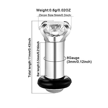 2/4/6/8 Gauge Earrrings Plugs Tunnels Gauges for Ears - color: A1,Steel(8G=3mm)
