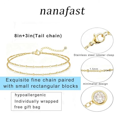 Nanafast Gold Anklet Set for Women – Dainty Twisted Chain & Beaded Ankle Bracelets Foot Jewelry - color: doublelayer