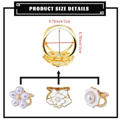 3pcs Fashion Scarf Ring Clip 3 Rings Silk Scarves Clip For Women Shawl Clip Buckle Gold Smooth Scarf Brooches Buckle - color: Scarf clip J-3PCS
