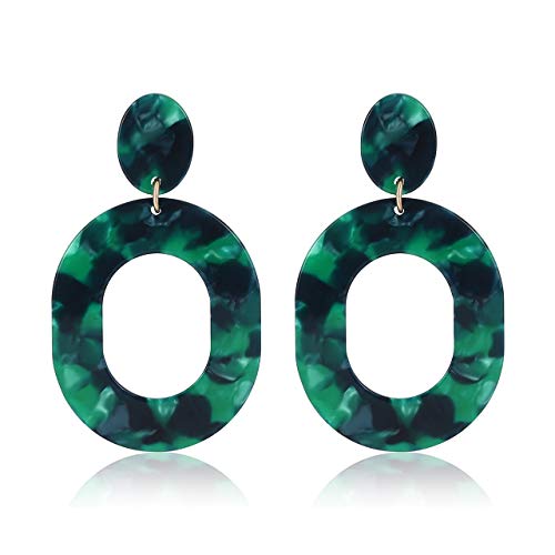 Acrylic Earrings For Women Statement Geometric Earrings Resin Acetate Drop Dangle Earrings Mottled Hoop Earrings Fashion Jewelry - color: E:Green