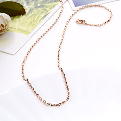 Cutesmile Fashion Jewelry 18k Gold/Rose Gold/White Gold 1.5mm Rolo Adjustable Chain Crafted Necklace (Rose Gold) - color: Rose Gold