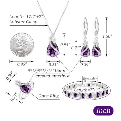 GZWHD Jewelry Set for Women CZ Earrings Necklace Ring Bracelet Set Prom Party Wedding Jewelry Gift for Mother Friend Wife - color: A-Purple
