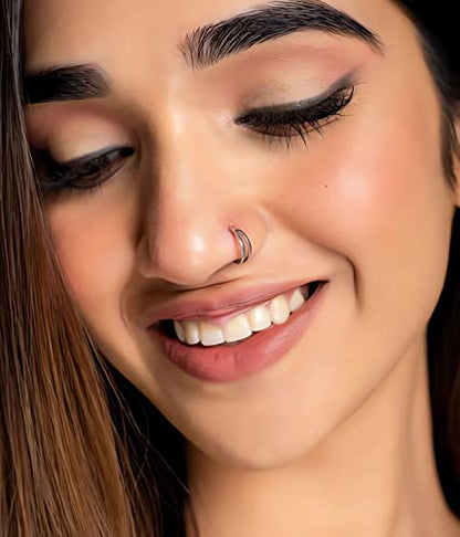 Incaton 20G Stainless Steel Nose Rings for Women Nose Rings Hoops L Shaped Nose Studs Screw Nose Piercing Jewelry for Women Men Silver Rose Gold Black Rainbow - color: Silver 33P