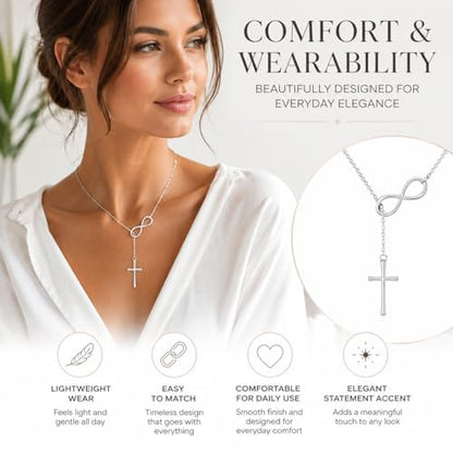 Minimalist Style Women's Necklace - Stainless Steel Low Sensitivity Creative Jewelry, Charming Banquet Style (Sun and Moon) - color: Silver Cros