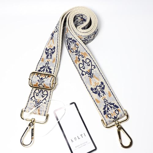 Kolti Purse Strap Replacement Crossbody Handbag Stripe Wide Adjustable - color: Gold Buckle-375