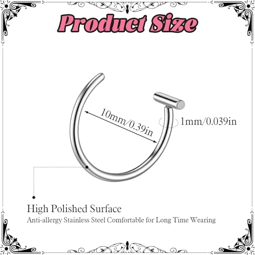 6Pcs Fake Lip Piercing Fake Lip Ring Cuff Stainless Steel Fake Snake Bites Clip on Ear Cuff Cartilage Earring Non Piercing Body Jewelry for Women Men - color: Silver