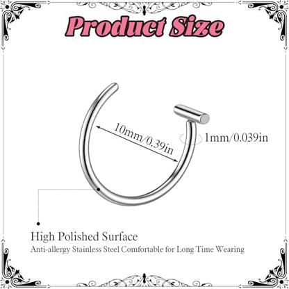 6Pcs Fake Lip Piercing Fake Lip Ring Cuff Stainless Steel Fake Snake Bites Clip on Ear Cuff Cartilage Earring Non Piercing Body Jewelry for Women Men - color: Silver