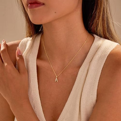 Turandoss Initial Necklaces for Women - 14K Gold Plated Dainty Letter A-Z Pendant Necklace Personalized Trendy Fashion Jewelry for Women Girls Birthday Gifts - color: V