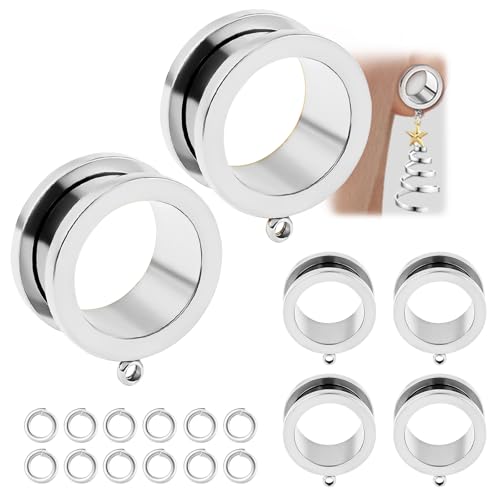 WBRWP 6pcs Ear Gauges Tunnels Plugs: DIY Ear Tunnles Piercing Expander Stainless Steel Double Flared Screw Gauges - color: Silver-Style 2