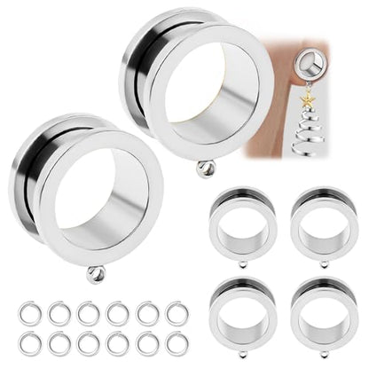 WBRWP 6pcs Ear Gauges Tunnels Plugs: DIY Ear Tunnles Piercing Expander Stainless Steel Double Flared Screw Gauges - color: Silver-Style 2