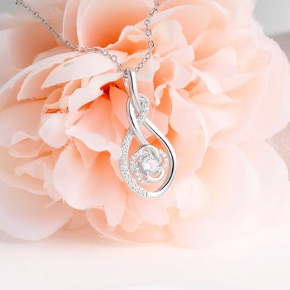 Sterling Silver Pendant Necklace Charms Hypoallergenic Fashion Jewelry Dainty Valentines Day Birthday Gift for Women - style: Rose Flower