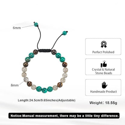 Natural Stone Beaded Bracelets for Women, 7 Chakra Healing Crystal Bracelet, 6mm/8mm Handmade Gemstone Stretch/Adjustable Bangle, Anxiety Relief Yoga Meditation Jewelry, Boho Amethyst Malachite Turquoise Bracelet Gift - color: Style 2