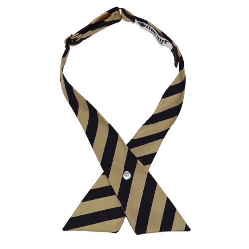 tiemart Crossover Tie - color: Golden Champagne and Black Striped