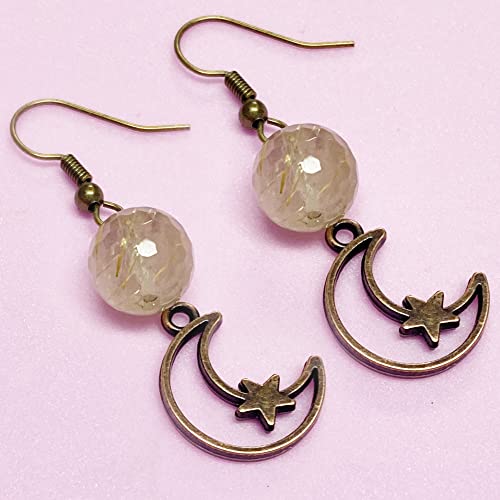 Heather's cf Star Charms for Jewelry Making Silver Tibetan Star Moon Snowflake Pendants Non Tarnish Metal Earring Charm for Bracelets Necklaces Earrings DIY Jewelry Making Supplies - color: Copper Moon- 79Pcs