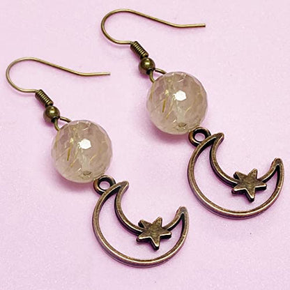 Heather's cf Star Charms for Jewelry Making Silver Tibetan Star Moon Snowflake Pendants Non Tarnish Metal Earring Charm for Bracelets Necklaces Earrings DIY Jewelry Making Supplies - color: Copper Moon- 79Pcs