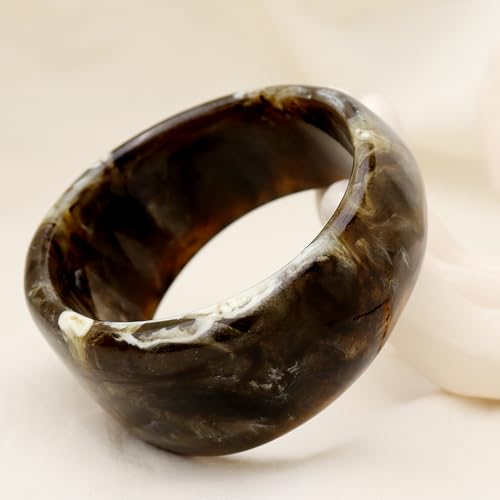 Chunky Resin Wide Bangle Bracelets for Women, Trendy Statement Minimalist Acrylic Bracelet Prom Holiday Jewelry Gift - color: Black