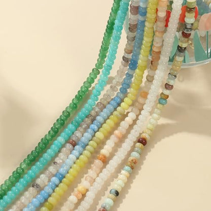 CONRAN KREMIX Colorful Stone Beaded Necklace for Women,Natural Gemstone Bead Choker Necklaces Boho Summer Beach Layering Necklace Jewelry Gift for Women - color: Beige Series