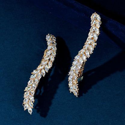 Rhinestone Hair Barrettes for Women Crystal Gold Hair Clips French Design Wedding Bridal Hair Accessories for Wedding Prom Fancy Hair Jewelry for Women Girls