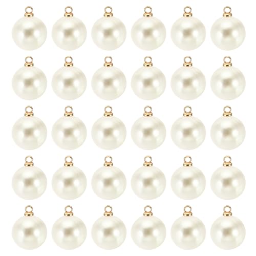 PATIKIL Pearl Charm, 100pcs Pearl Beads Faux Pearl Pendant Charm DIY for Jewelry Making Bracelets Earrings Necklace Crafts - color: Golden Beige, size: 12mm