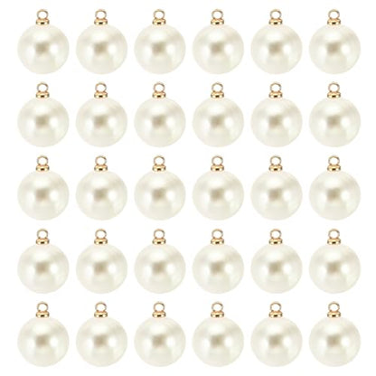 PATIKIL Pearl Charm, 100pcs Pearl Beads Faux Pearl Pendant Charm DIY for Jewelry Making Bracelets Earrings Necklace Crafts - color: Golden Beige, size: 12mm