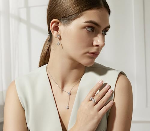 Gold Plated Geometric Style Sparkly Dainty Rectangle Teardrop Shaped AAAAA Australia Crystal with Cubic Zirconia Y Necklace Fashion Jewelry for Women & Teen Girls - color: Teardrop Gold
