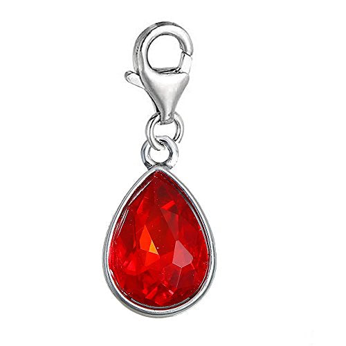 Sexy Sparkles Dangling lobster clasp charms for bracelets - color: Red - July