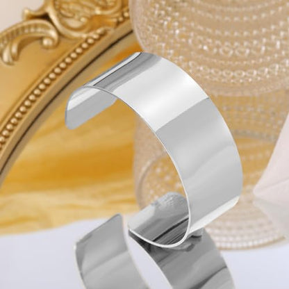 BOMAIL 2PCS Cuff Bangle Bracelets for Women | 14k Gold Sliver Plated,Adjustable,Wide Bangles,Wrist Wrap Cuff,Gold Bracelets Jewelry Gift - color: Sliver-1