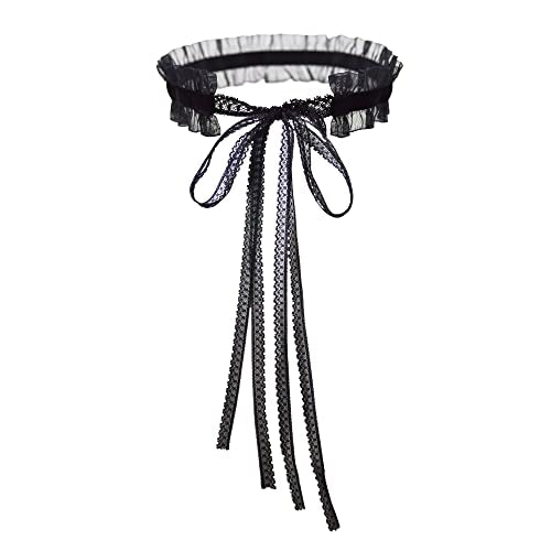 MOMOCAT Lace Choker Necklace for Women Bridal 90s Gothic Tatoo Choker Collar Kawaii Chocker Necklace Flower Ribbon Lolita Accessories - color: Black