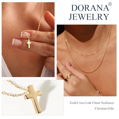 14K Gold Layered Cross Necklaces for Women,Tiny Small Sideways Cross Necklace Minimalist Christian Jewelry Gifts First Communion Confirmation Easter Stuff,2Pcs - color: Style B，classic cross