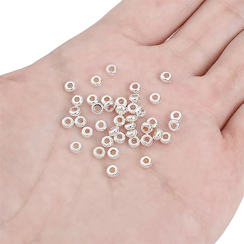 Silver Plated Roudelle Spacer Beads 4x1.8mm 50pcs for Jewelry Making Findings Non Tarnish - color: Silver, size: 4x1.8mm Roudelle