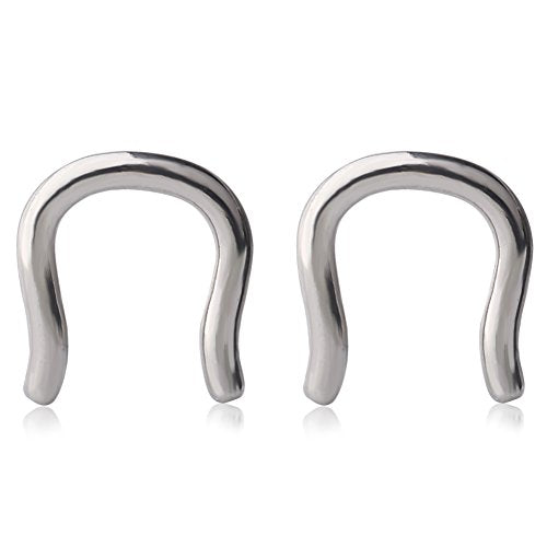 Ruifan 316L Surgical Steel U-Shaped & Staple Nose Septum Hanger Retainer Nose Ring 16g,14g,12g - color: Steel(12G)