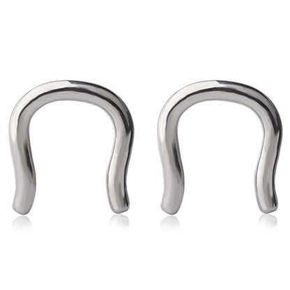 Ruifan 316L Surgical Steel U-Shaped & Staple Nose Septum Hanger Retainer Nose Ring 16g,14g,12g - color: Steel(12G)